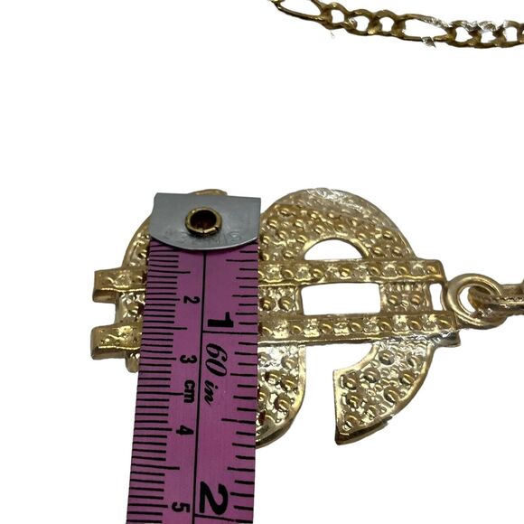 Dollar Sign Necklace Gangster Chain Gold Rapper Bling Bling 30" Costume Jewelry - Picture 7 of 8